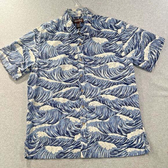 Cooke Street Hawaiian Shirt Mens XL Blue Wave Print Button Up Short Sleeve 2024 - Picture 2 of 16